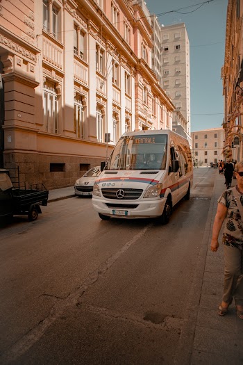 Mercedes-benz Van on Road in Between Two Buildings