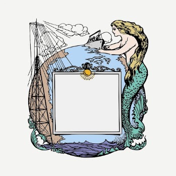 Mermaid frame collage element, vintage | Free PSD - rawpixel
