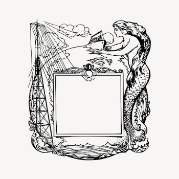 Mermaid frame drawing, vintage hand | Free Vector - rawpixel