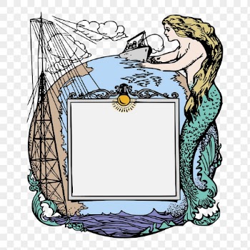 Mermaid frame png vintage illustration, | Free PNG - rawpixel