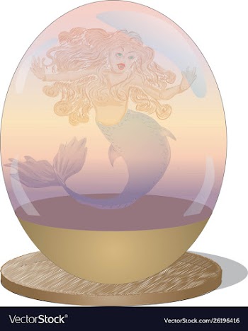 Mermaid in a glass egg desk decoration vector image
