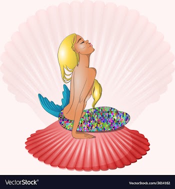 Mermaid sitting on seashell vector image
