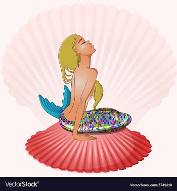 Mermaid sitting on seashell vector image