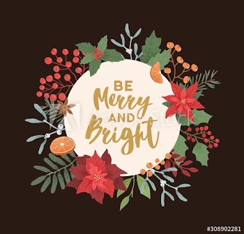 Merry and Bright greeting card template