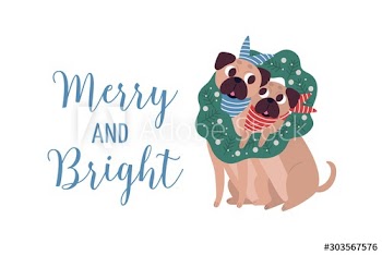 Merry and bright lettering