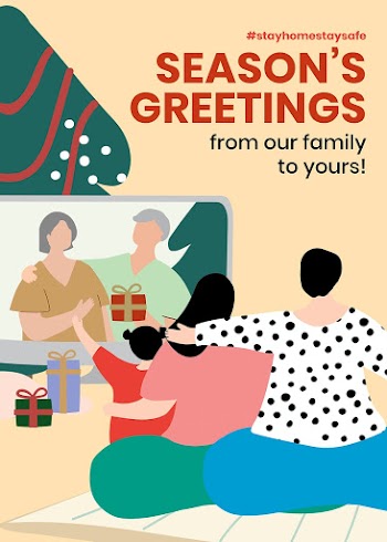 Merry and safe vector template new normal celebration