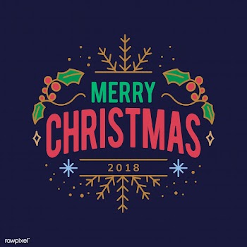 Merry Christmas 2018 greeting badge vector | Free stock vector - 495443