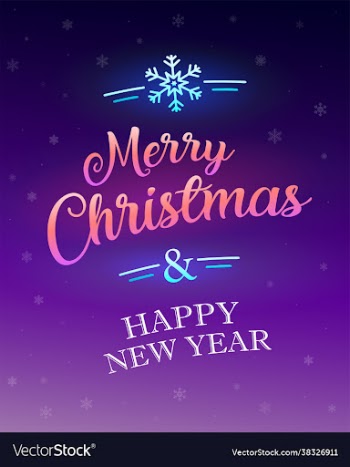 merry christmas and happy new year glowing sign