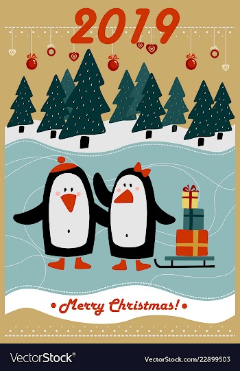 Merry christmas and new year 2019 greeting card vector image