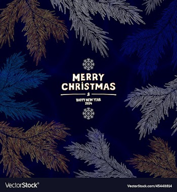 merry christmas banner with stylized branches