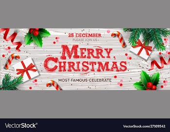 Merry christmas banner xmas party with gifts box vector image