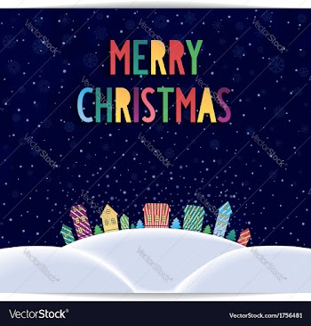 Merry Christmas card with colored lettering design vector image