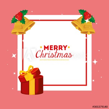 merry christmas card with gift box and decoration design