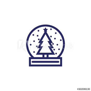 merry christmas crystal ball with pine tree