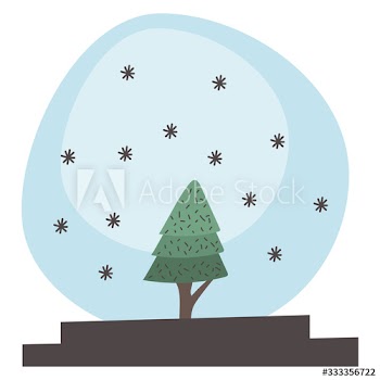 merry christmas crystal ball with pine tree