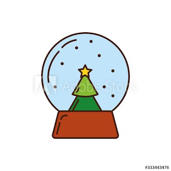 merry christmas crystal ball with pine tree