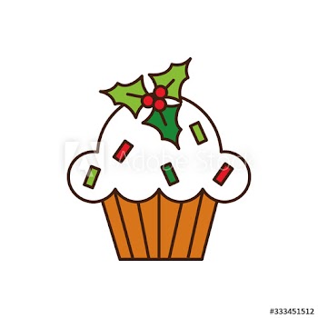 merry christmas cupcake with leafs and seeds
