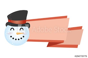 merry christmas cute snowman with ribbon frame character