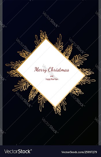 Merry christmas doodle card simple frame gift vector image