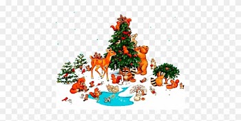 Merry Christmas From Magic Lantern Graphics - Animals Around Christmas Tree