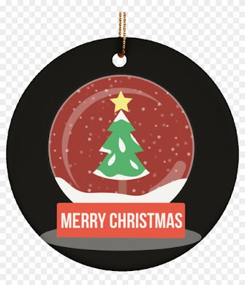 Merry Christmas Globe Ceramic Circle Ornament - Art Print: Grey's Mass Christmas, 13x13in.