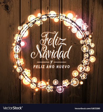 Merry Christmas Happy New Year Spanish Card vector image