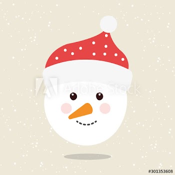 merry christmas head of snowman character design
