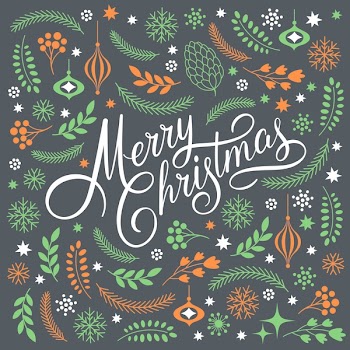 Merry Christmas Lettering on a black background 