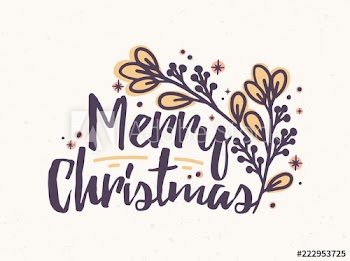 Merry Christmas lettering written with elegant cursive calligraphic font