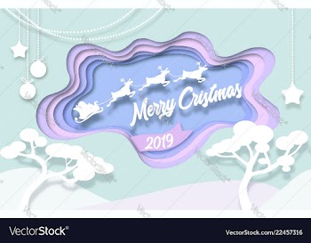Merry christmas paper cut greeting card 4 vector image