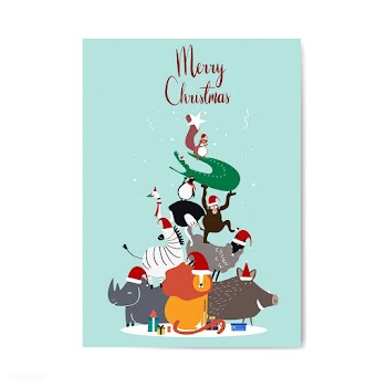 Merry Christmas postcard design vector | Free stock vector - 518554
