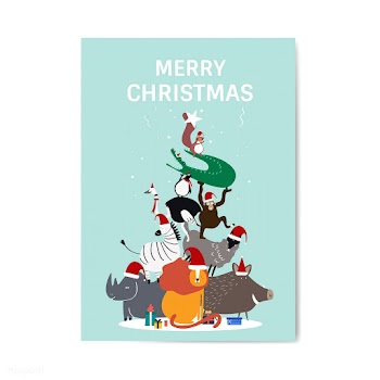 Merry Christmas postcard design vector | Free stock vector - 518557