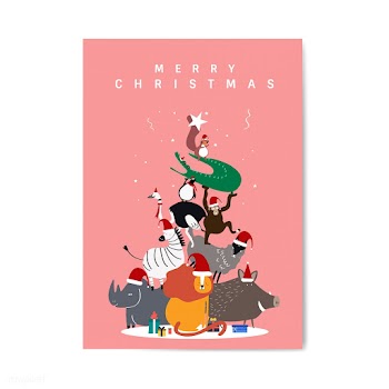 Merry Christmas postcard design vector | Free stock vector - 518566