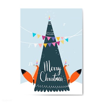 Merry Christmas postcard design vector | Free stock vector - 518599