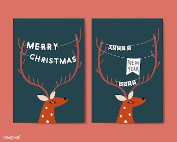 Merry Christmas postcard design vector | Free stock vector - 518610