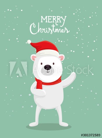 merry christmas poster with cute bear design