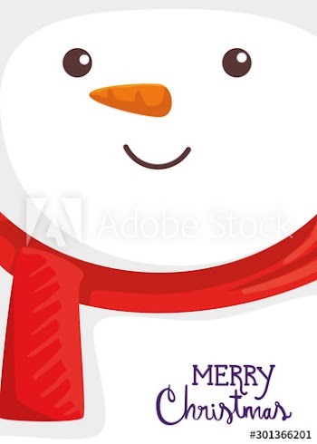 merry christmas poster with face snowman design