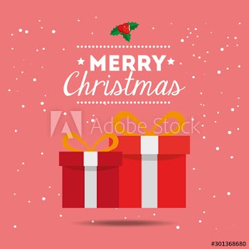 merry christmas poster with gift box design