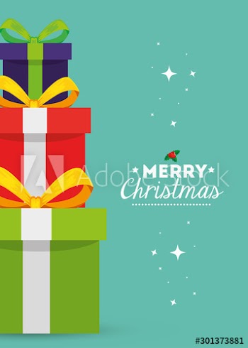 merry christmas poster with gift box design