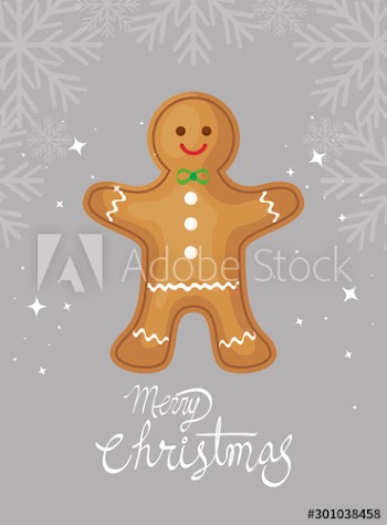 merry christmas poster with ginger cookie design