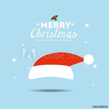 merry christmas poster with hat traditional design
