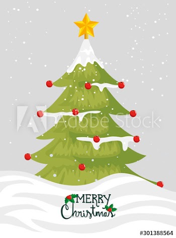 merry christmas poster with pine tree design