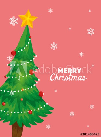 merry christmas poster with pine tree design