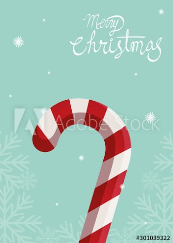 merry christmas poster with sweet cane design
