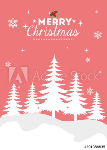 merry christmas poster with winter landscape design