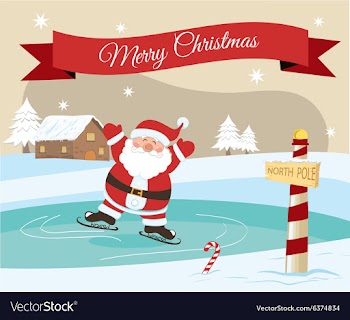 Merry Christmas santa ice skating vector image