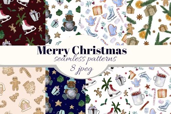 Merry Christmas seamless patterns. New Year digital paper.