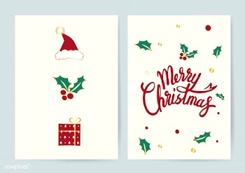 Merry Christmas typography card vector | Free stock vector - 503509