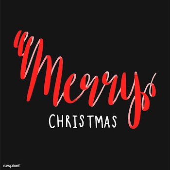 Merry Christmas typography vector in red | Free stock vector - 472490