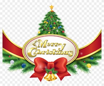 Merry Christmas With Tree And Bow Png Clipart Imageu200b - Christmas Tree Merry Christmas